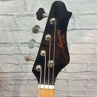 Harmony Vintage 1970s Short Scale P Bass Black w/ Matching Headstock