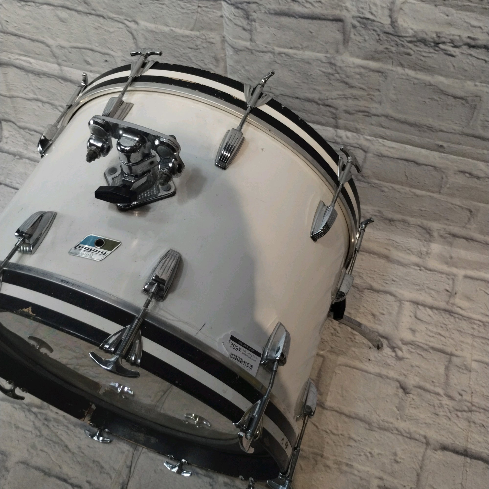 70's Ludwig 22x15 White Bass Drum