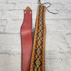 Unknown Vintage Guitar Strap with Leather Ends Strap