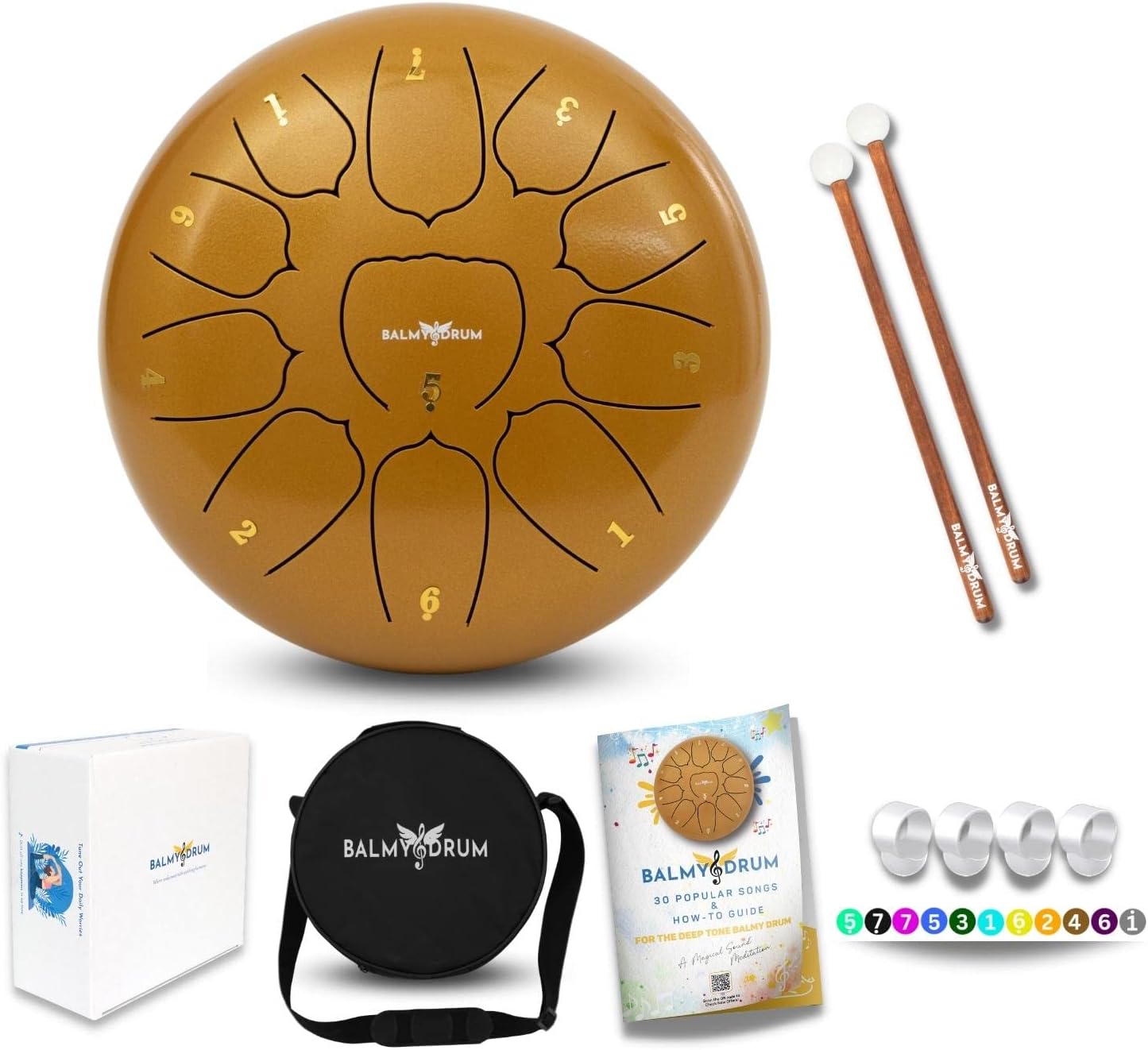 The Deep Tone Balmy Drum 10" 11 Tones - Gold Tongue Drum