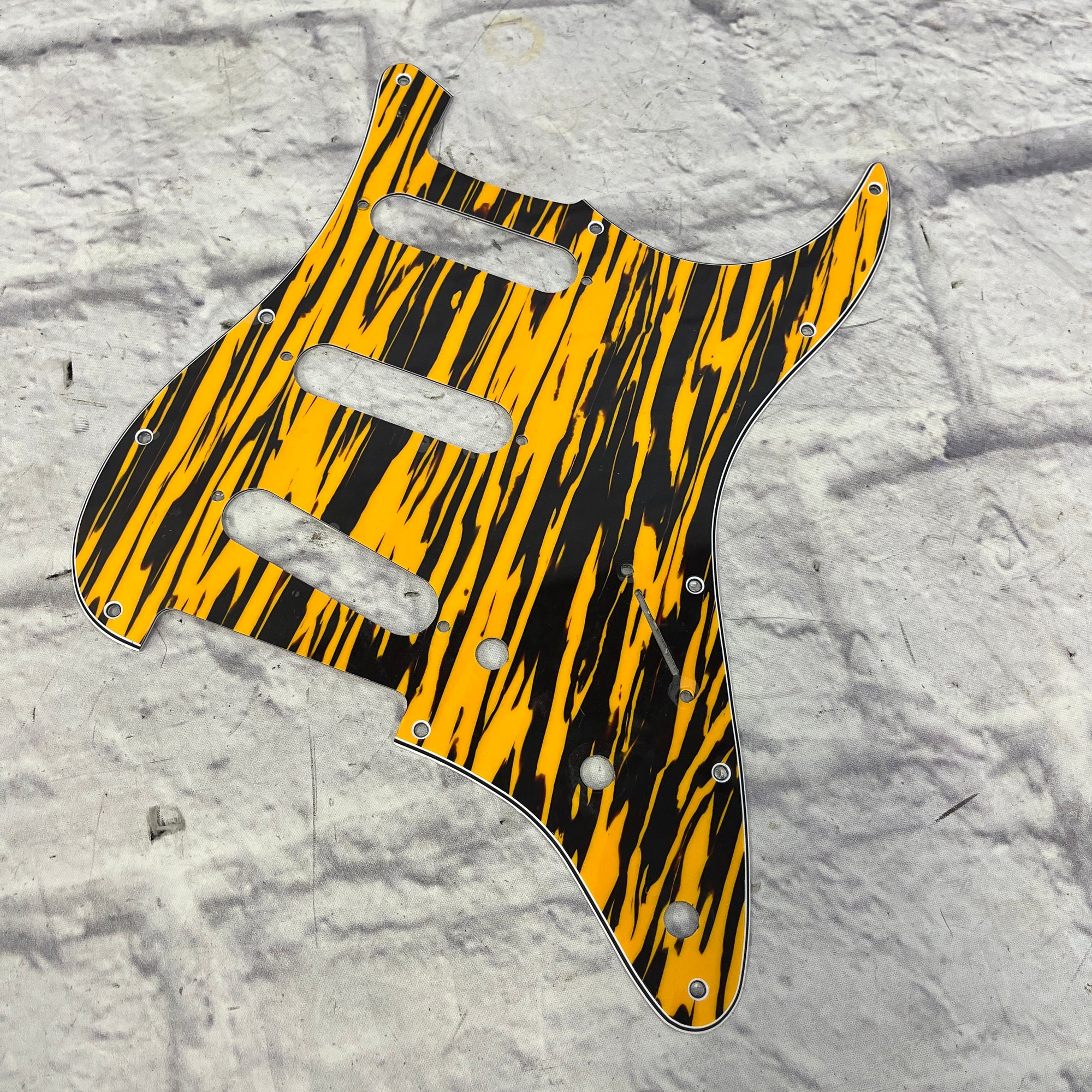 Unknown Strat SSS Zebrawood Print Pickguard