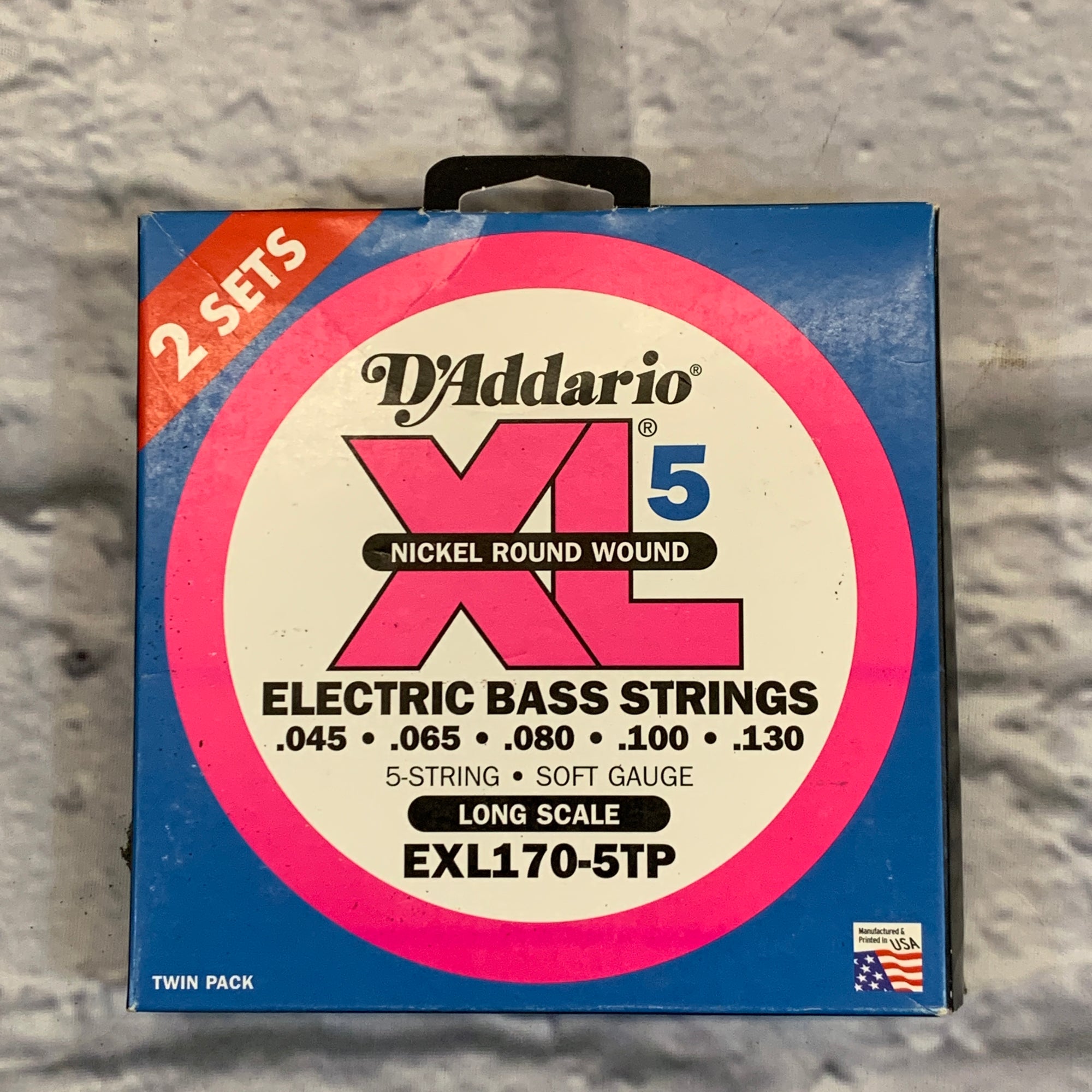 D'Addario XL5 Nickel Round Wound 45-130 Twin Pack Bass Strings