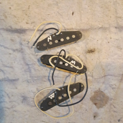 Unknown Set of 3 Stratocaster Pickups with Cloth Wire and Gold Cover