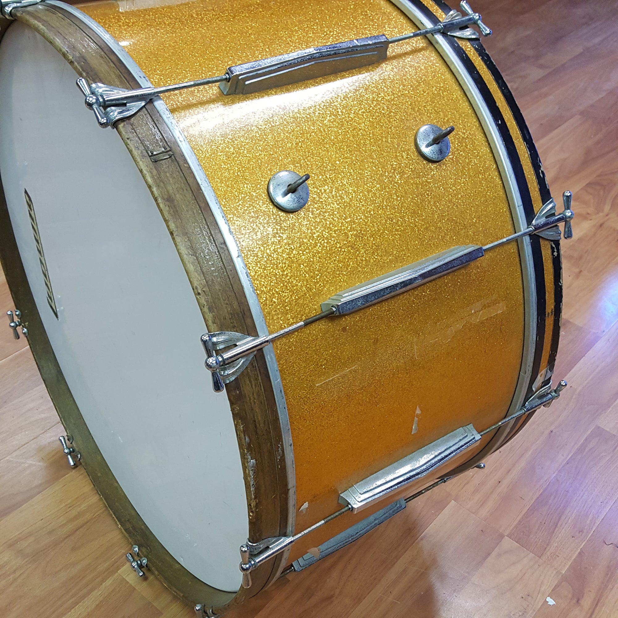 Ludwig 28" x 15" Bass Drum 1971 Gold Sparkle