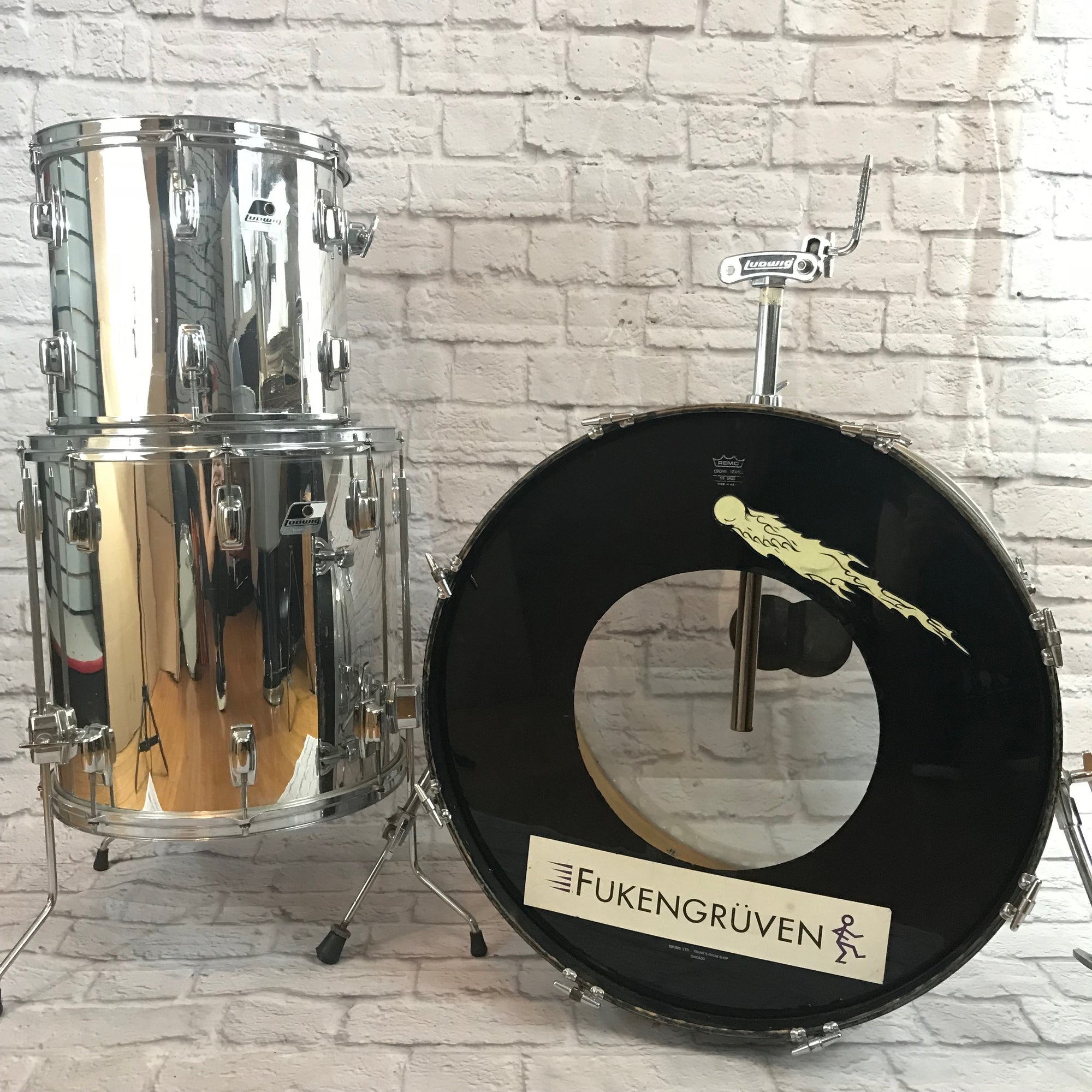 1980's Ludwig Rocker 3pc Kit Silver Wrap