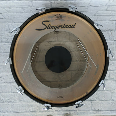 70's Slingerland Black Diamond 3ply 14x22 Four Leg Bass Drum