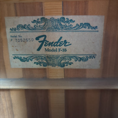 Fender F35 Dreadnaught Acoustic Guitar 1980s Made in Korea
