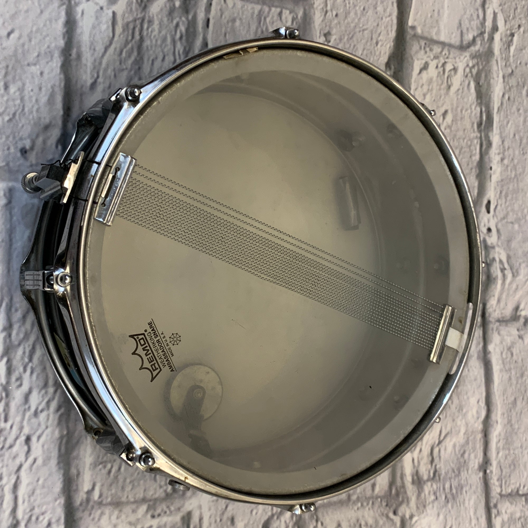 Vintage Ludwig Acrolite Blue Olive 1970's Snare Drum 5 X 14