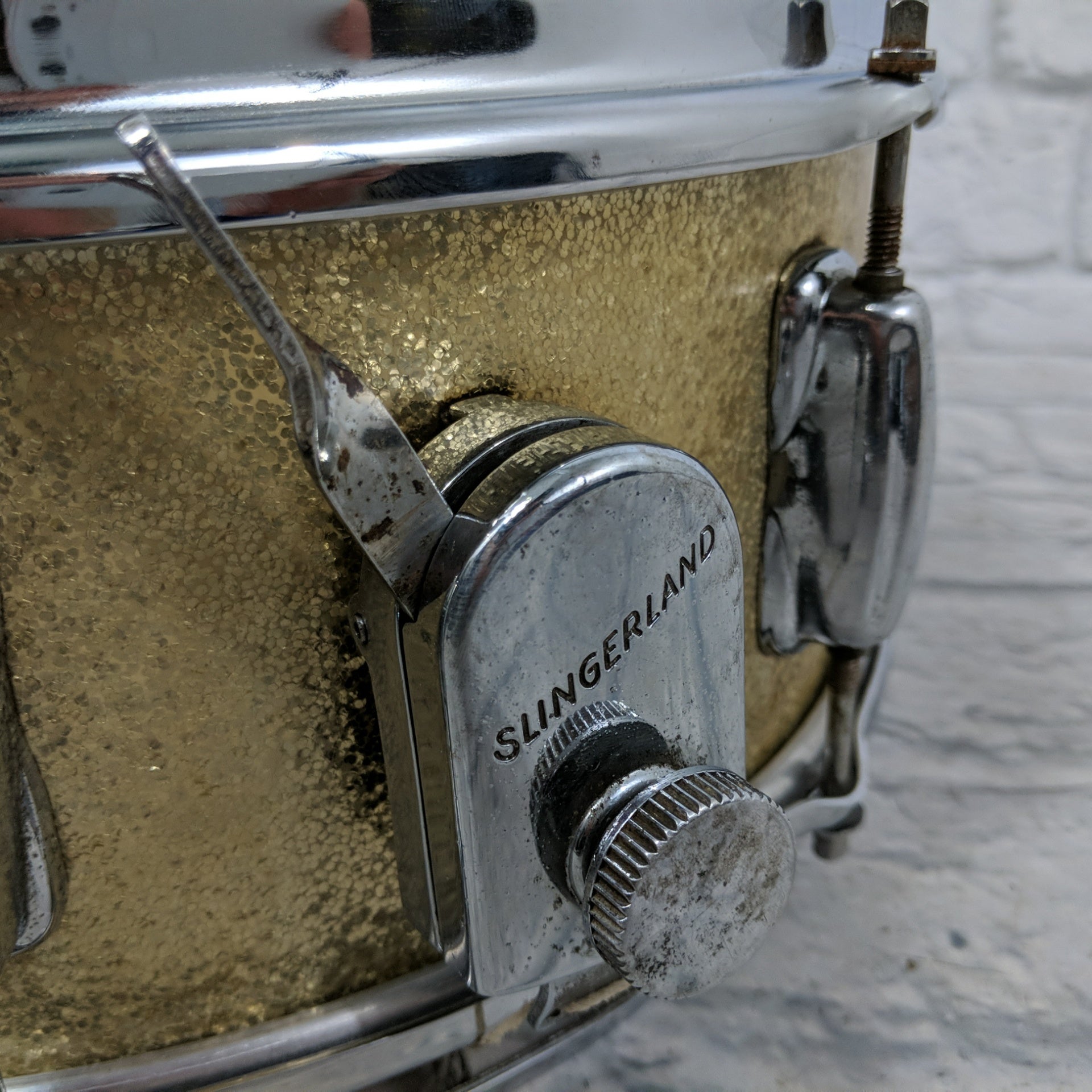 Vintage 1964 Slingerland 5.5x14 Gene Krupa Snare Drum Champagne Sparkle Niles