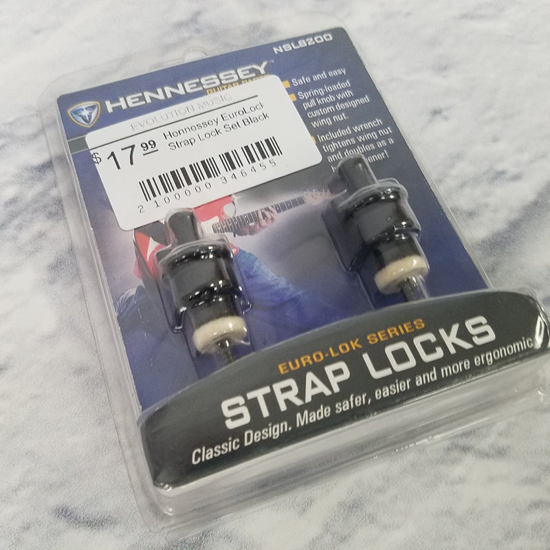 Hennessey EuroLock Strap Lock Set Black Evolution Music