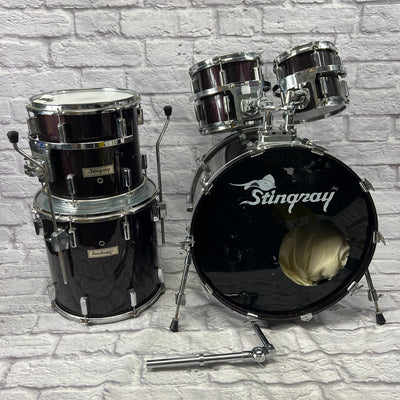 Stingray Percussion 5 Piece Fiberglass Drum Kit - Wine Red