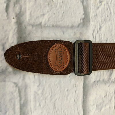 Levy's MSS8 Brown 2" Wide Soft-hand Polypropylene Guitar Strap with Brown Leather Ends