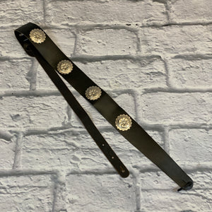 Unknown 2" Leather Strap w/ Metal Buttons Black