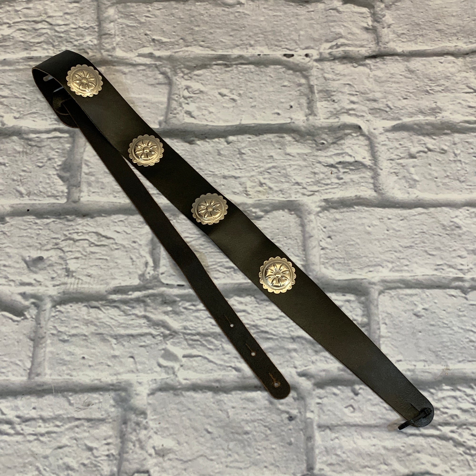 Unknown 2" Leather Strap w/ Metal Buttons Black