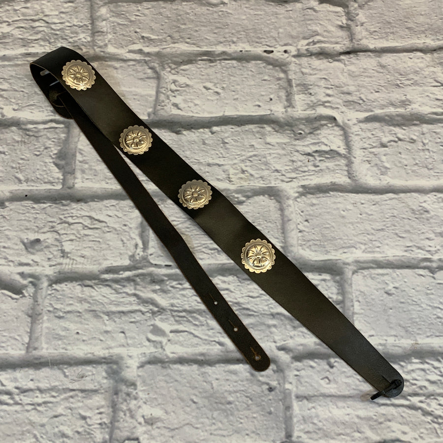 Unknown 2" Leather Strap w/ Metal Buttons Black