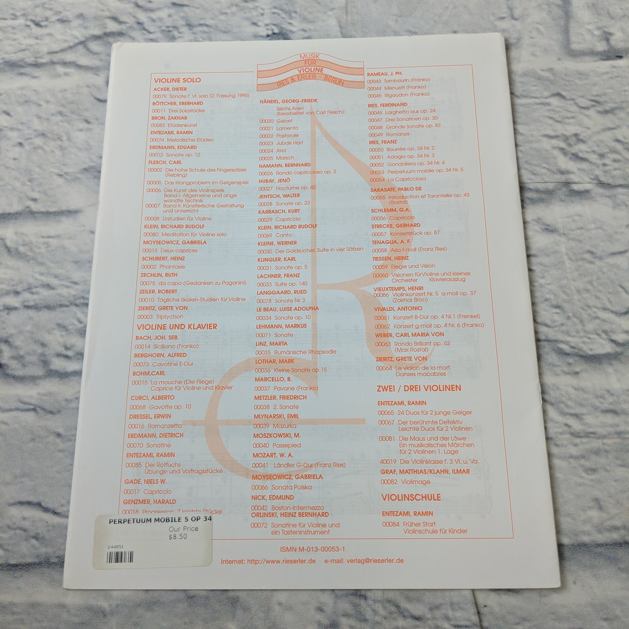 Perpetuum Mobile fur Dioline mit Klavierbegleitung von F Ries  Op 34/5-violin