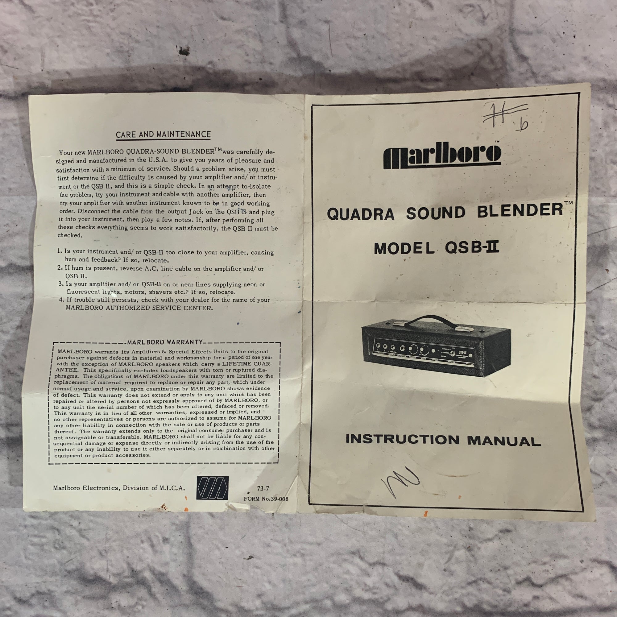 Marlboro QSB-II Quadra-Sound Bender 1970's (Tremolo-Vibrato-Echo) Multi-Effect Unit