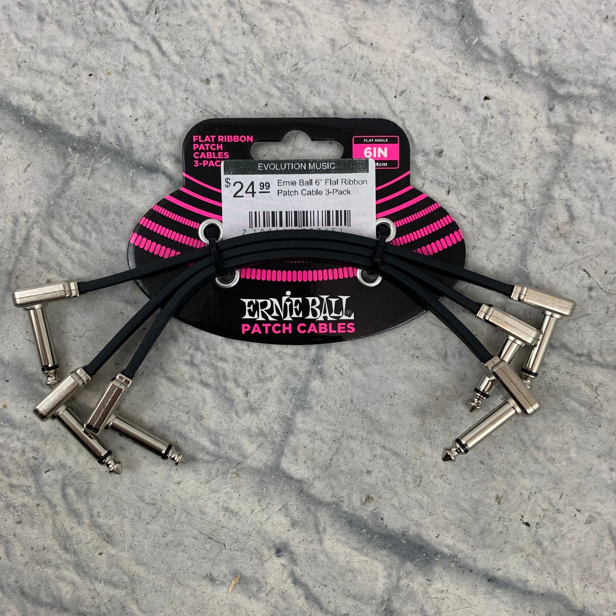Ernie Ball 6” Flat Ribbon Patch Cable 3-Pack