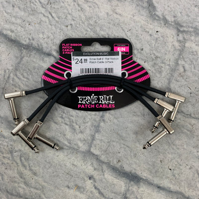 Ernie Ball 6” Flat Ribbon Patch Cable 3-Pack