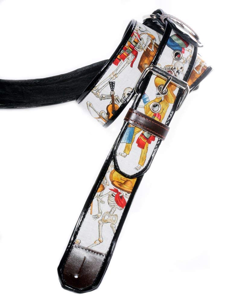 Jodi Head White Day of the Dead Roller Guitar Strap