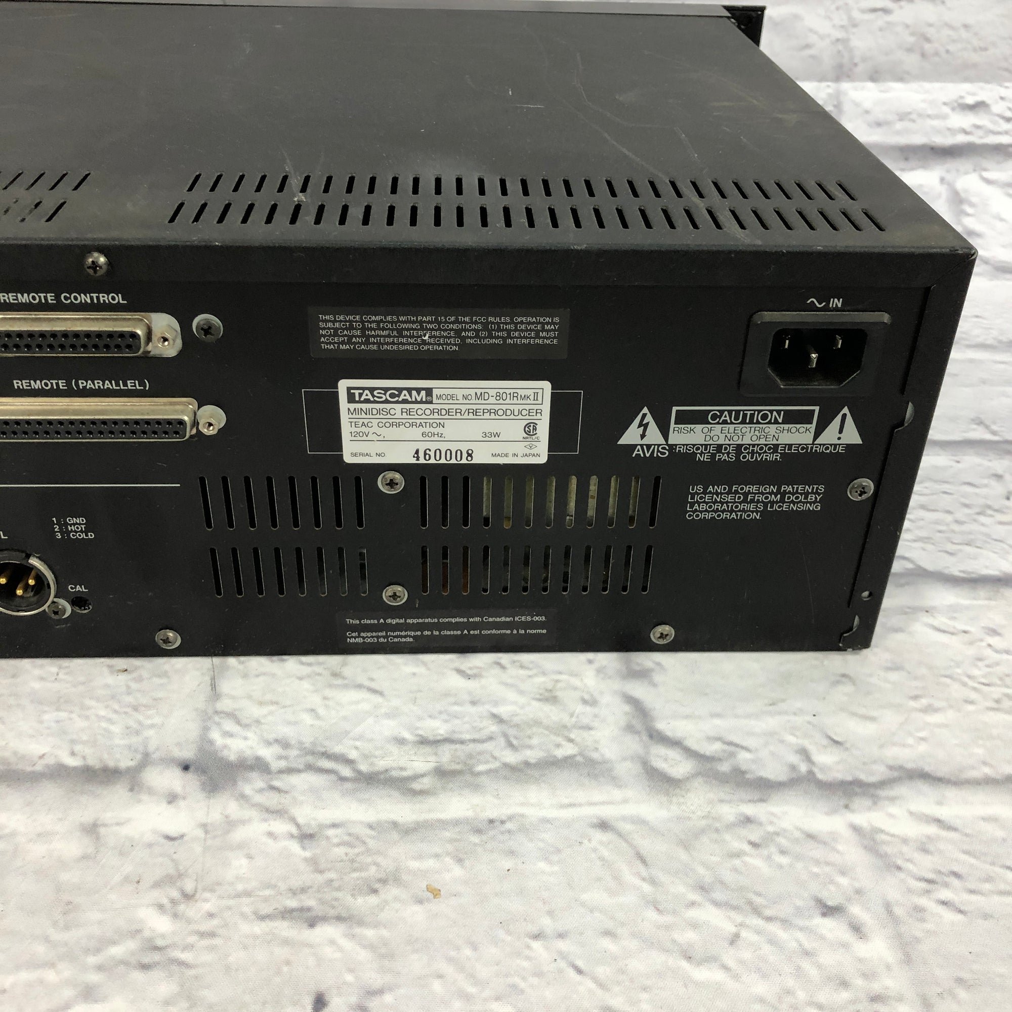 TASCAM MD-801R MKⅡ MK2 業務用MDレコーダー　タスカム TASCAM MD-801Rmk2 業務用MDレコーダー｜中古 山陽電子商会 第