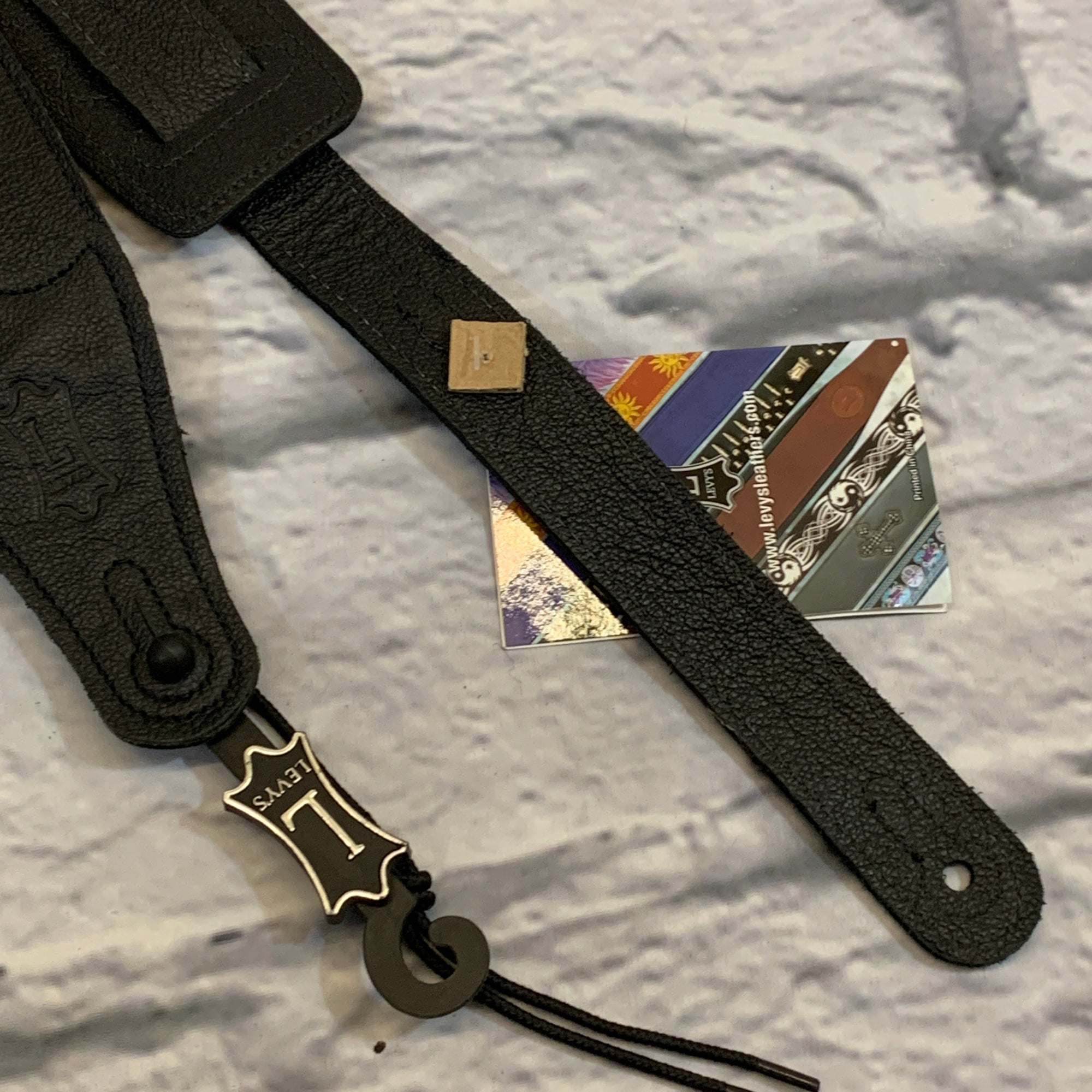 Levy's MG26EP001 Leather Guitar Strap 2.5" w/ Embroidered Red Flame