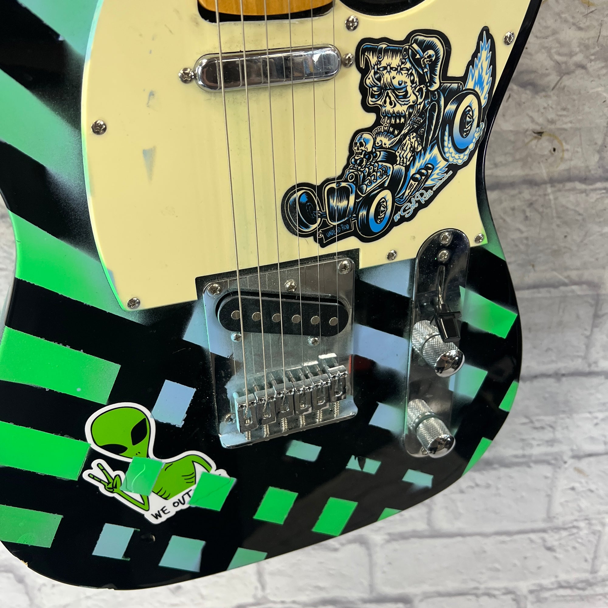 Unknown Tele Partscaster Blue Green Black Stripes