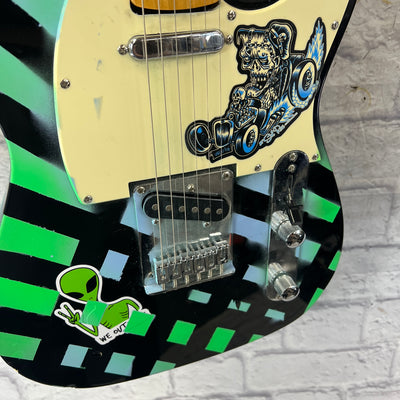 Unknown Tele Partscaster Blue Green Black Stripes