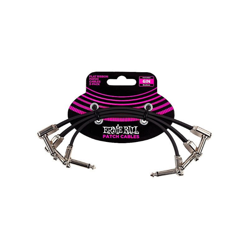 Ernie Ball 6” Flat Ribbon Patch Cable 3-Pack