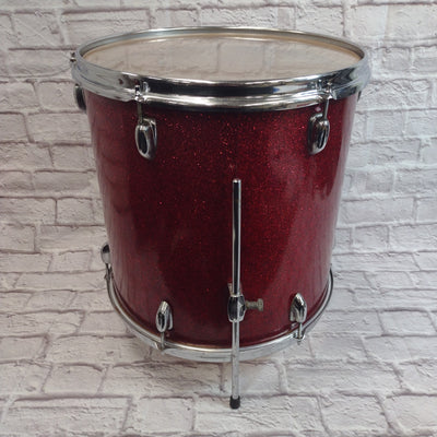 Unknown Vintage 1960s 16 Floor Tom Red Sparkle Made in Japan