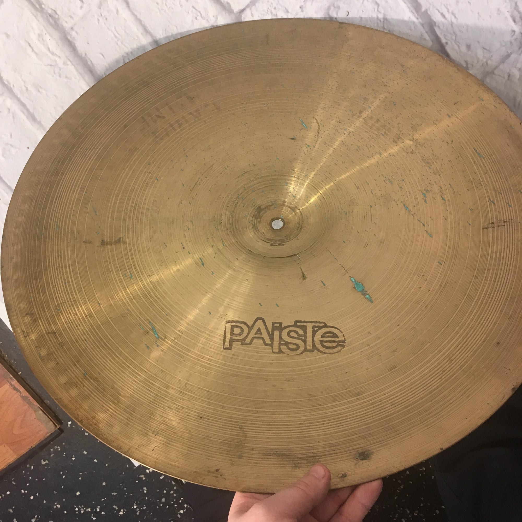 1976 Vintage 22in Paiste 2002 Black Logo Bonham CRACKED Ride