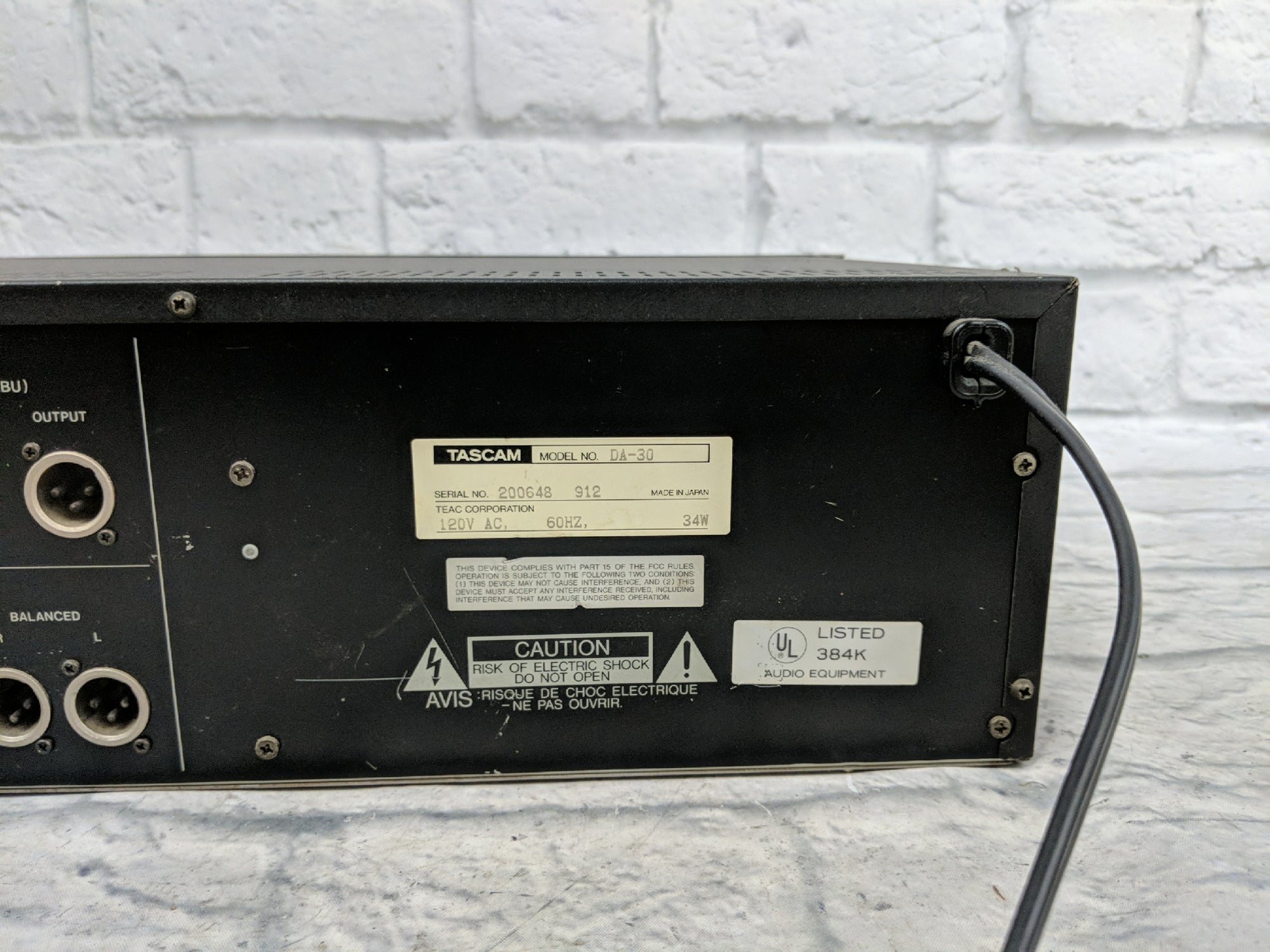 TASCAM DA-30 ジャンク TASCAM DA-30 DATデッキ タスカム オーディオ 通電のみ確認