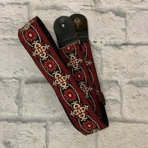 Red-and-White Woven Guitar Strap