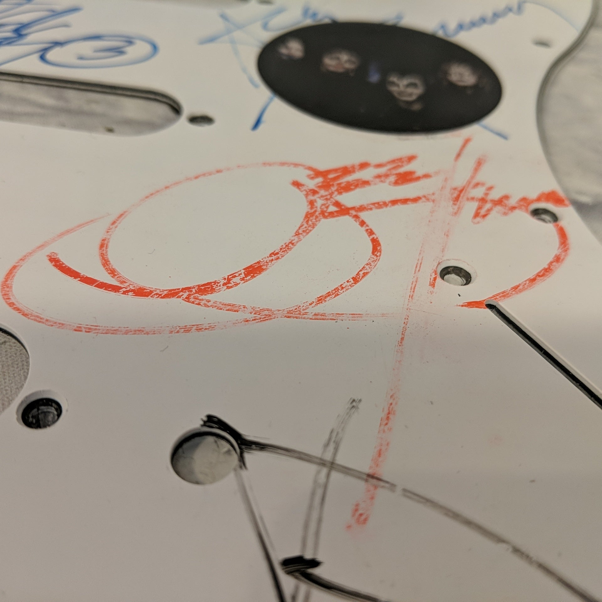 White Strat Pickguard Signed by KISS with Certificate of Authenticity