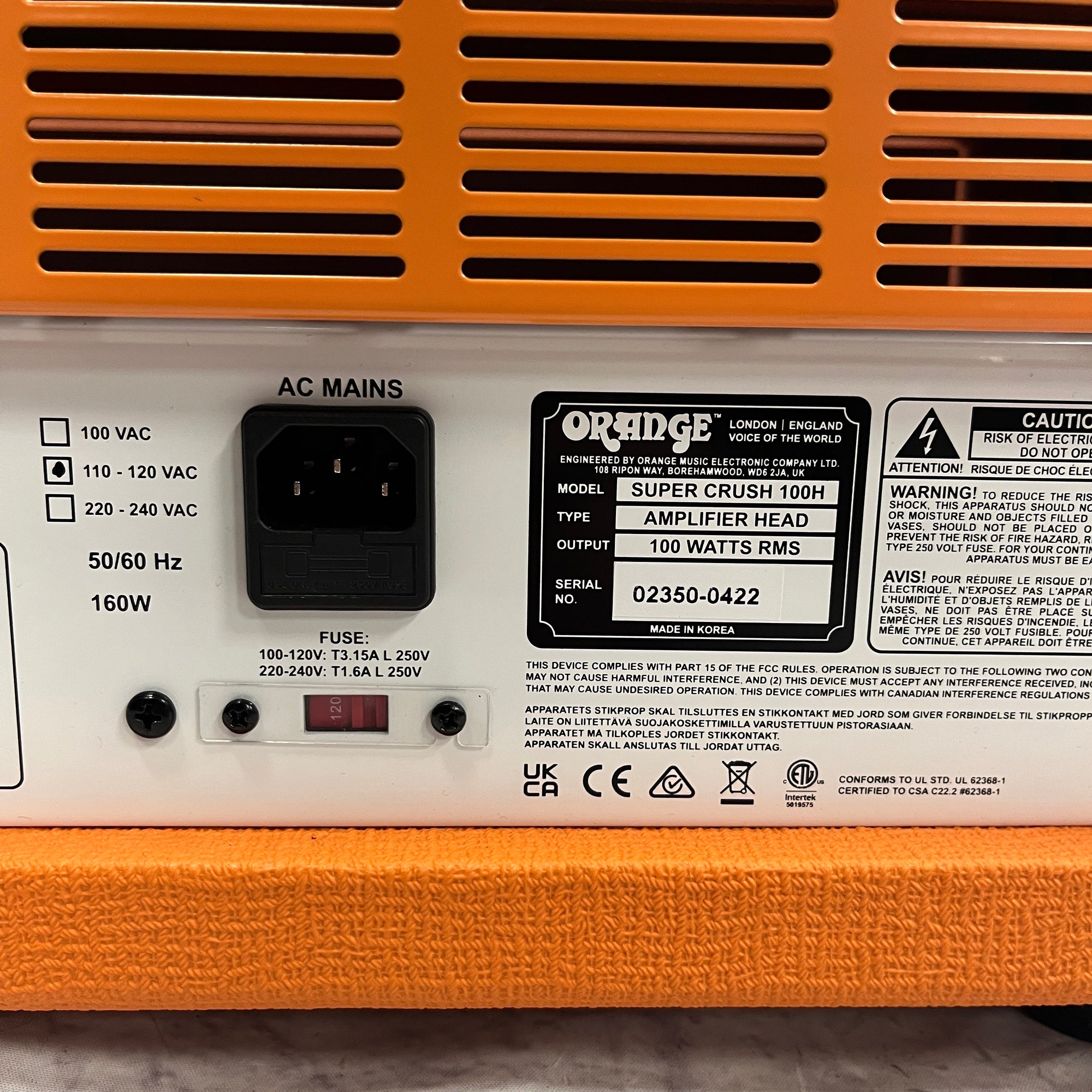 Orange Super Crush 100 Guitar Head