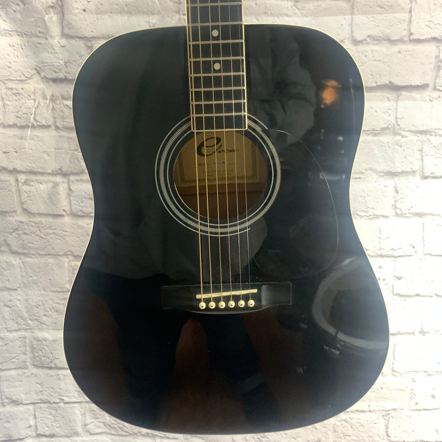 Eleca Black Acoustic Dreadnaught Guitar
