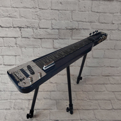 Rogue RLS-1 Lap Steel Guitar with Stand and Gig Bag Metallic Blue with Lap Dawg Tone Bar