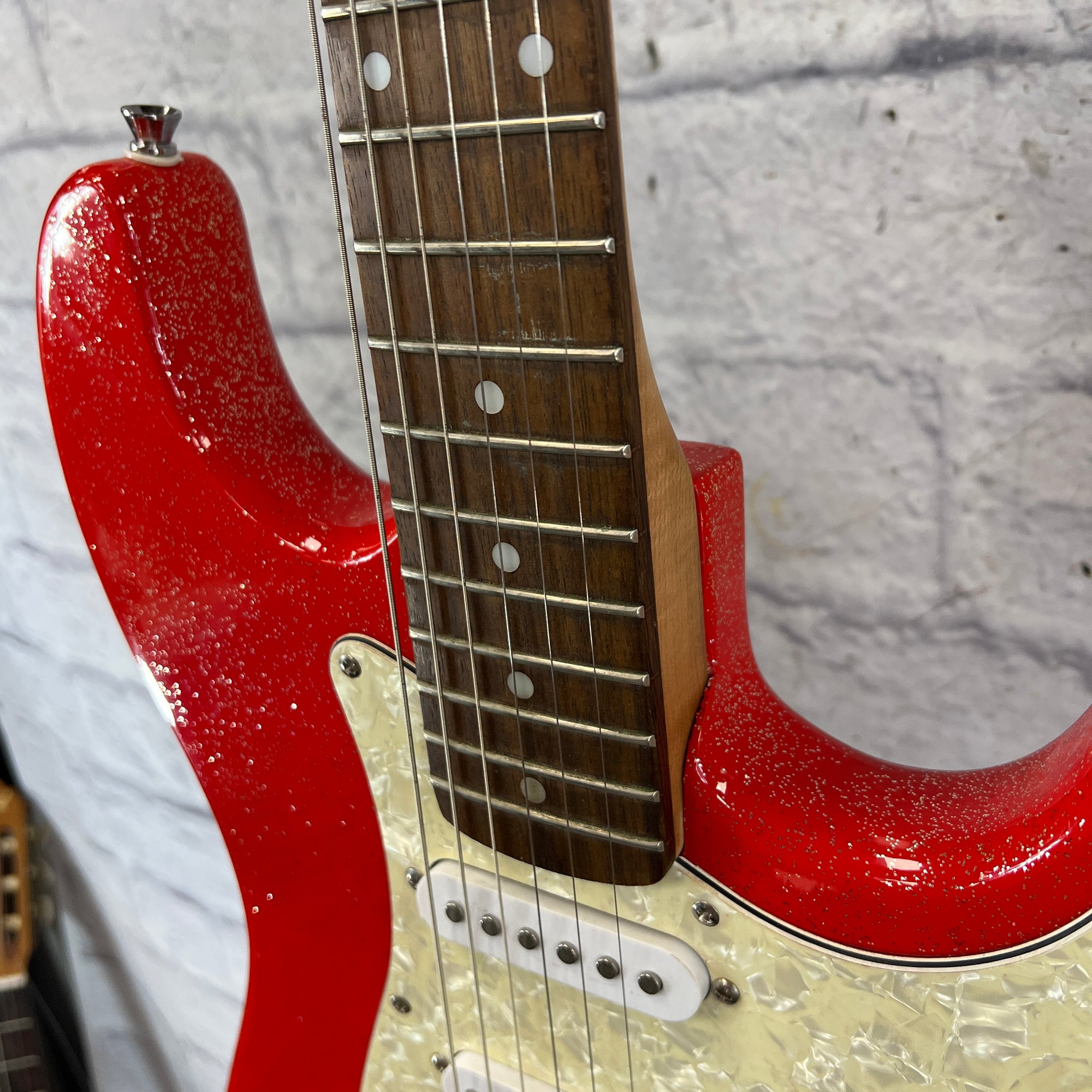Red Partscaster Squier Partscaster Strat Red Sparkle Electric Guitar - Evolution Music