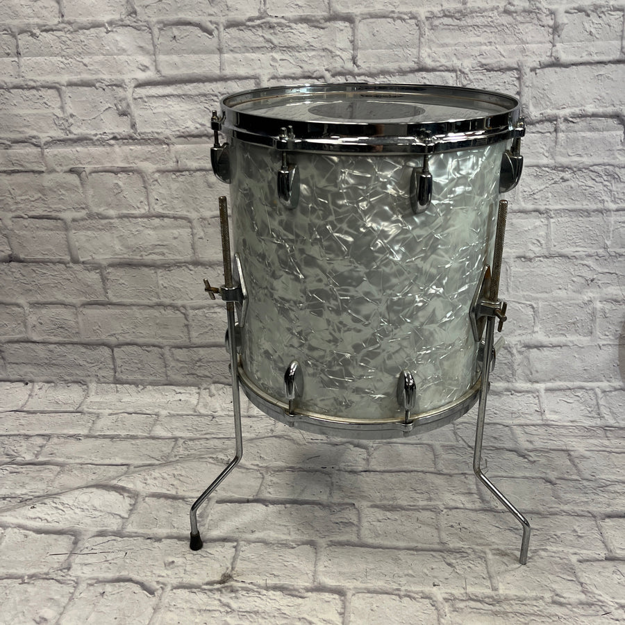 Gretsch 14x14 Stop Sign Badge Floor Tom White Marine Pearl