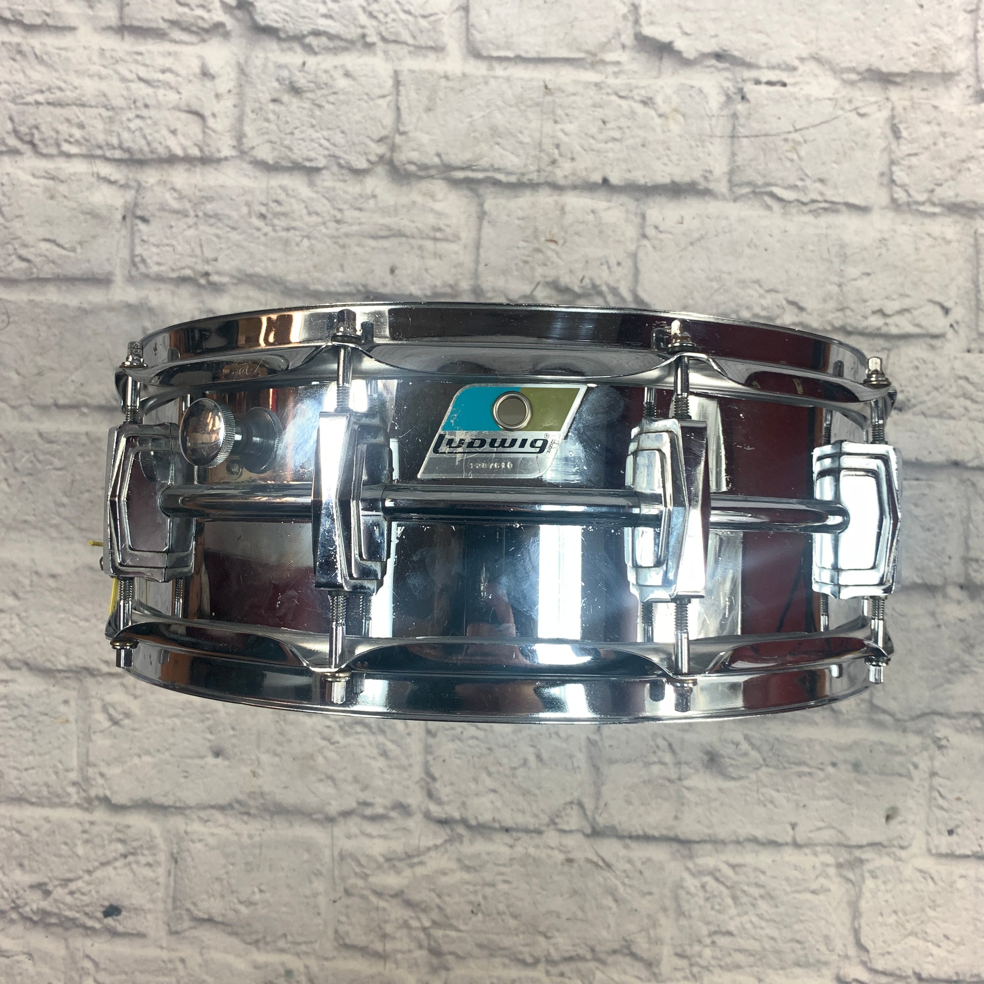 Vintage Ludwig Olive Badge Supraphonic Chrome Over Aluminum 14" Snare