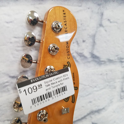 Squier Custom 60's Tele Neck with Frets and Tuners for Electric Guitar