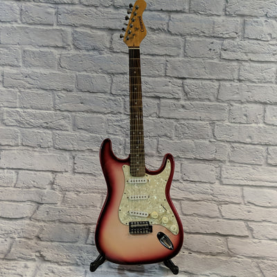Crestwood Strat Electric Guitar Strawberry Sparkle Burst Finish