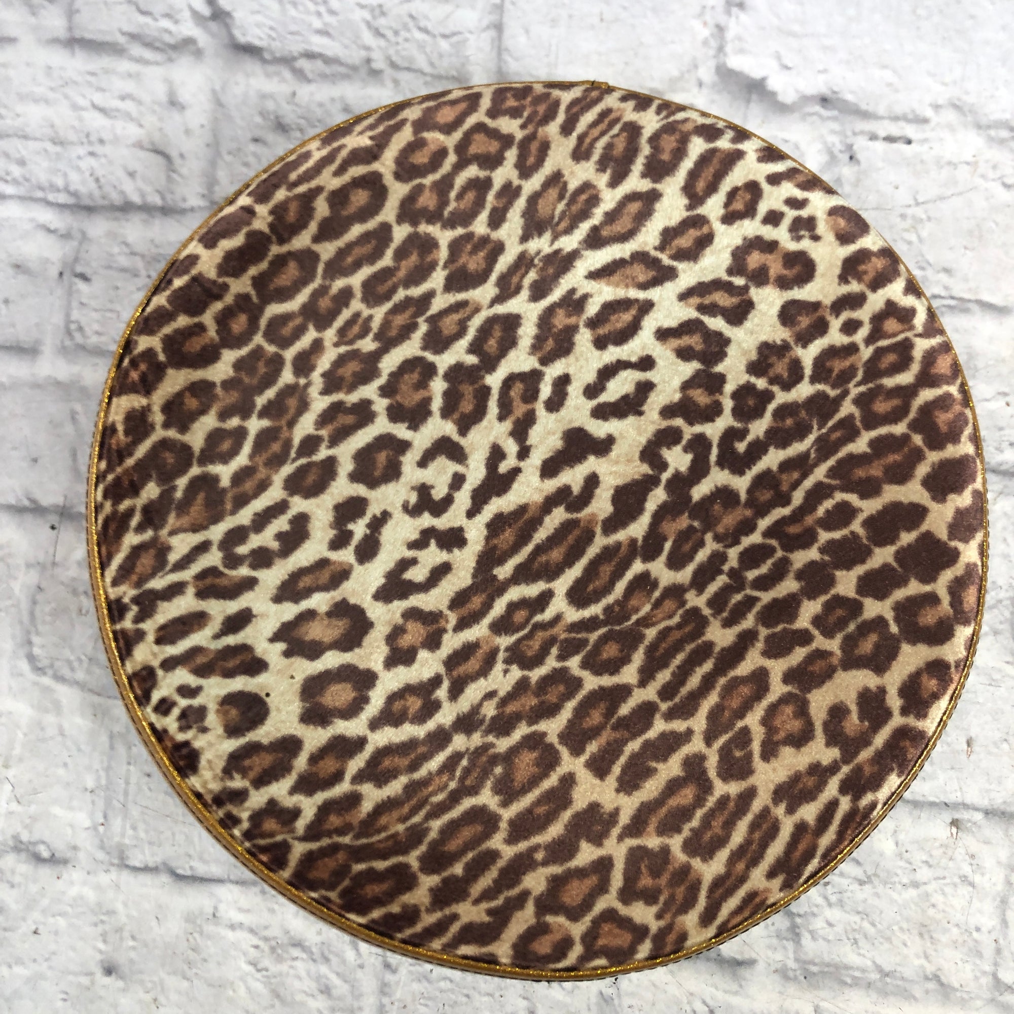 Pork Pie Leopard and Gold Sparkle Drum Throne Seat