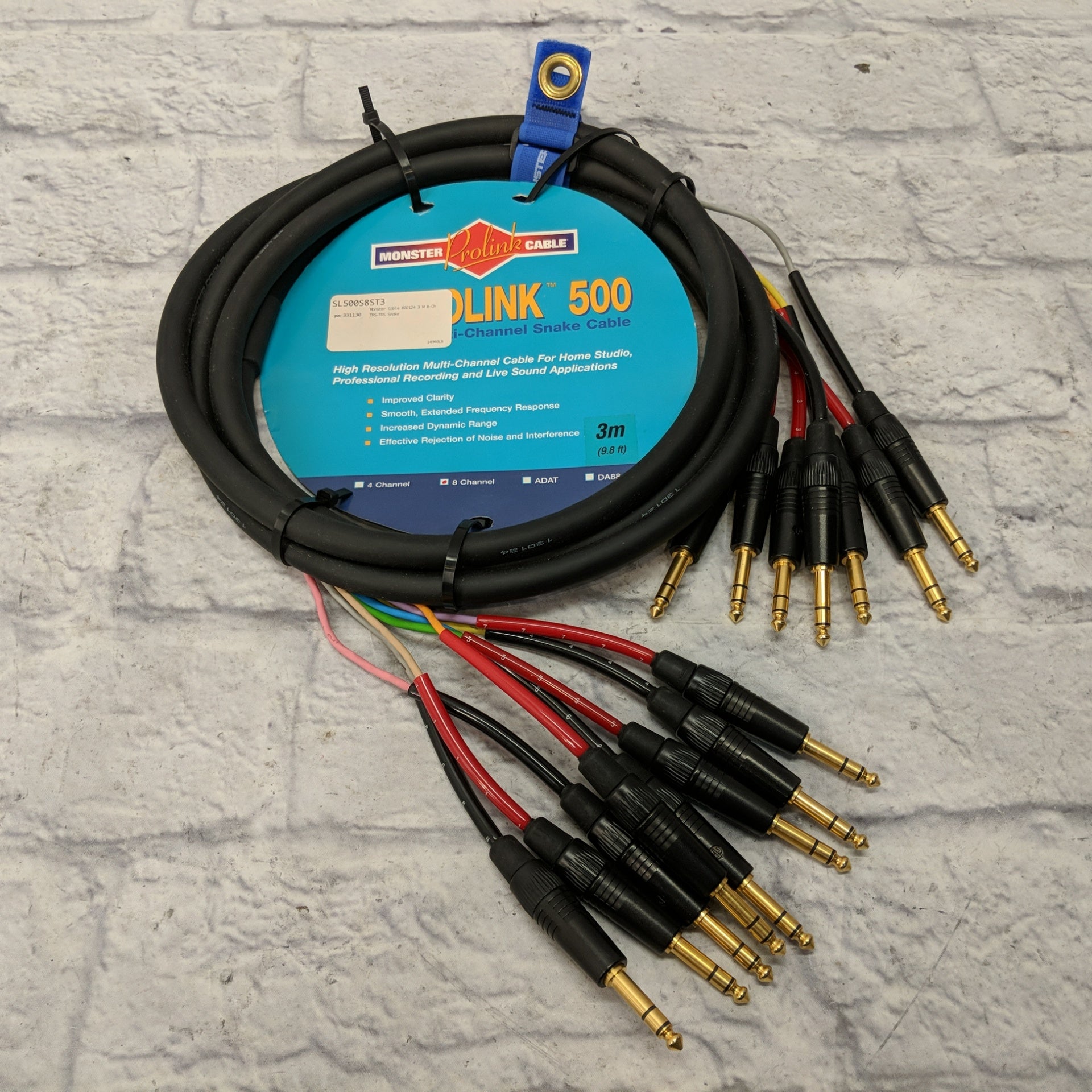 Monster Prolink 500 3m 8ch TRS to TRS Snake Cable