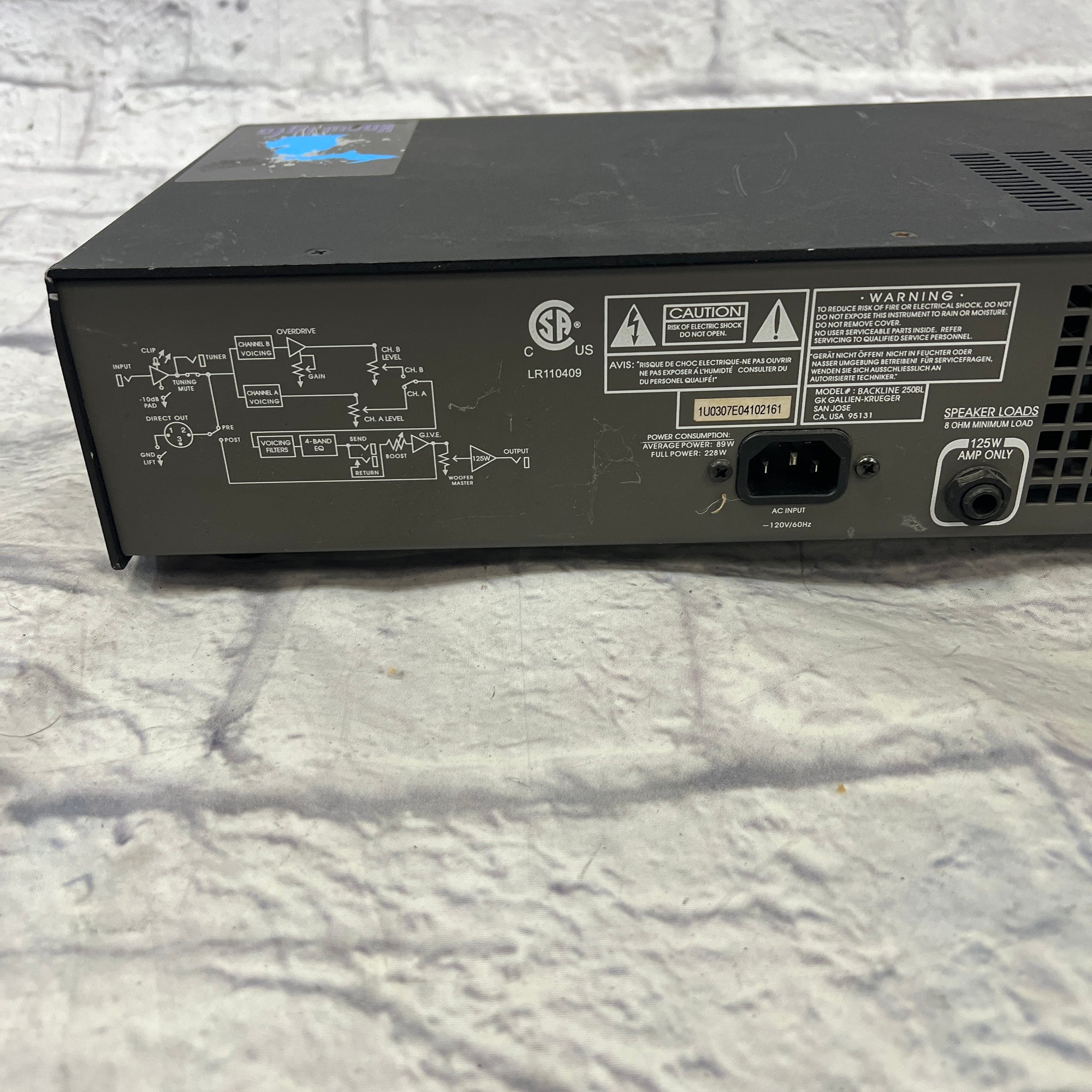 Gallien-Krueger Backline 250BL Bass Head