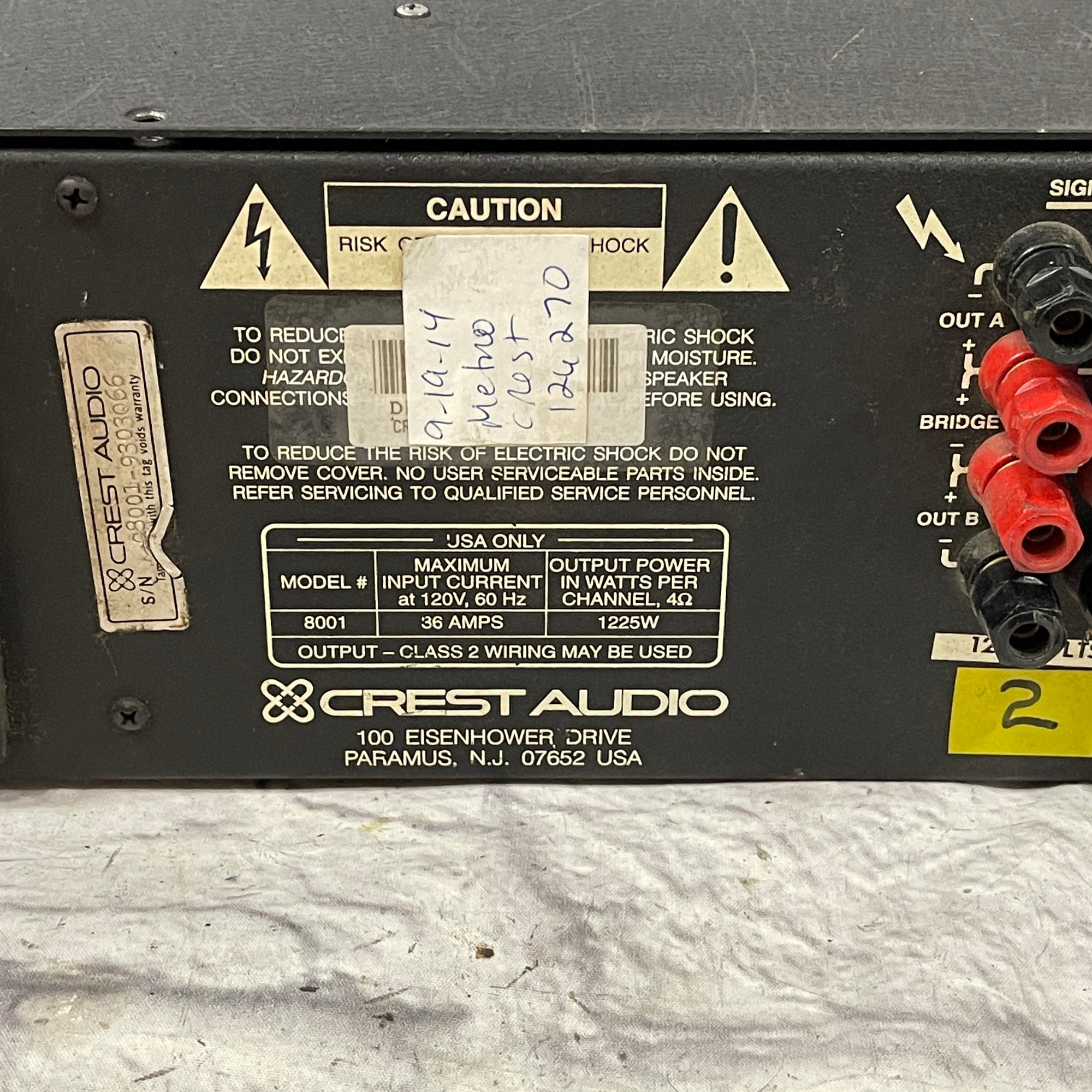 Crest Audio 8001 1200W Rackmount Power Amp