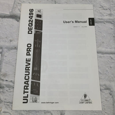 Behringer Ultracurve DEQ2496 Manual