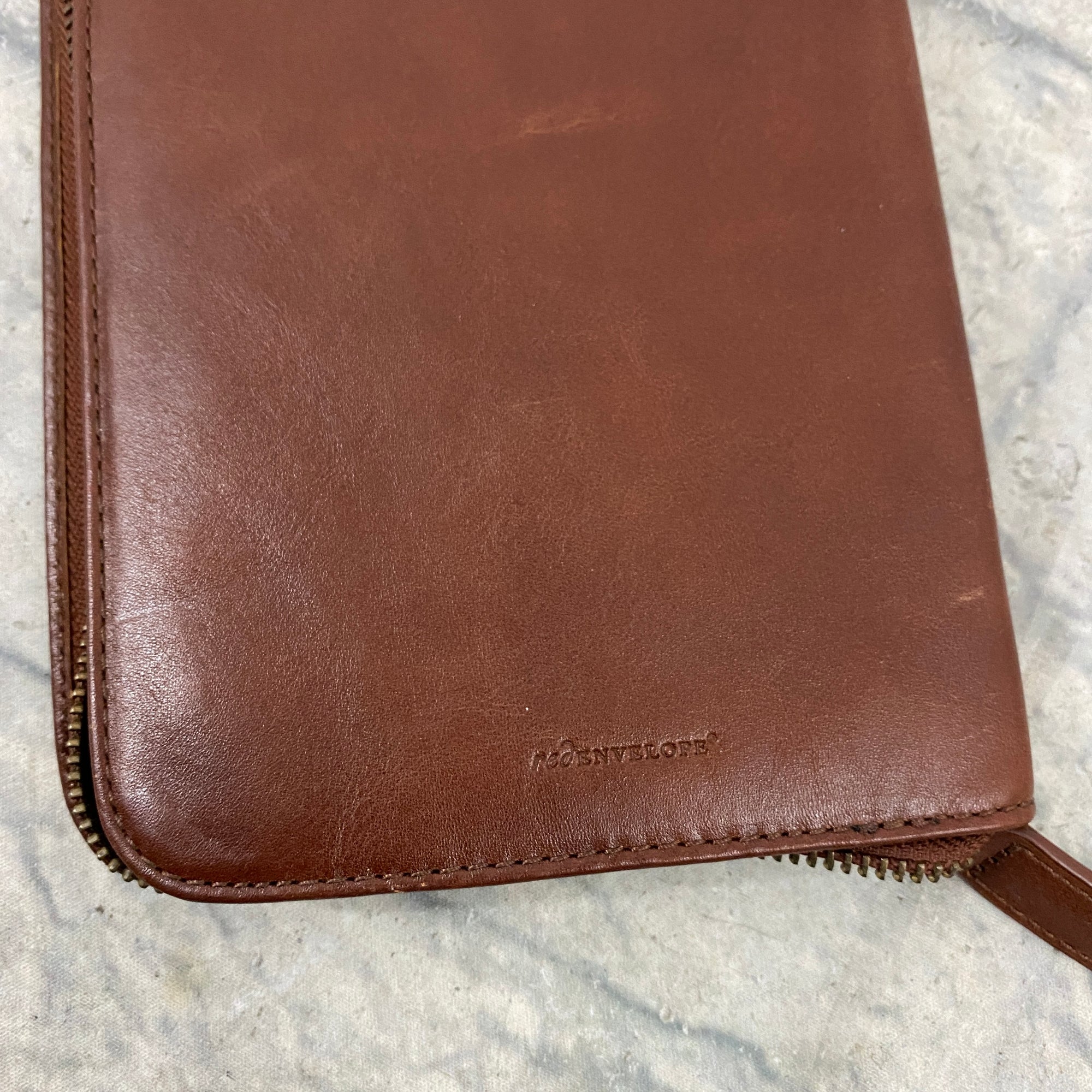 Red Envelope Zippered Leather Stick Bag
