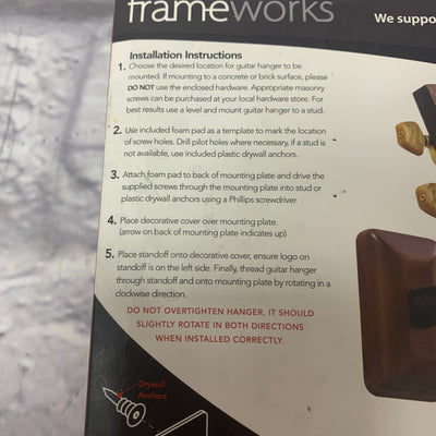 Frameworks GFW-GTR-HNGRCHR Guitar Wall Hanger Cherry Finish