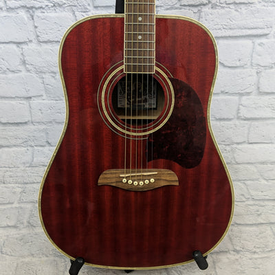 Oscar Schmidt OG21 TR Trans Red Acoustic Guitar with built in tuner